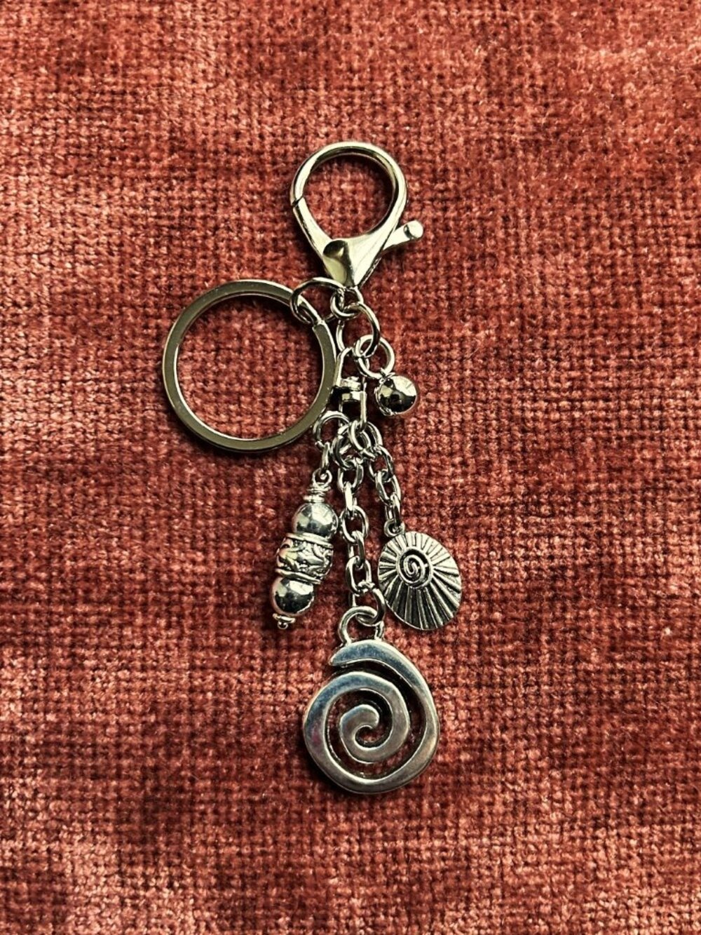 New SPIRAL Bag Charm, Silver Tone
